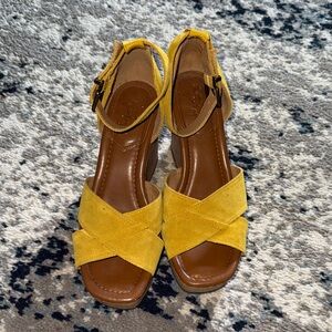 Crown Vintage Yellow Suede Wedges